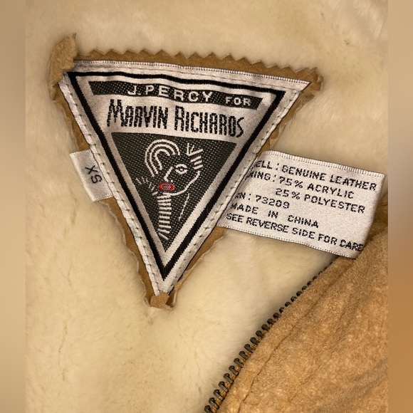 J. Percy for Marvin Richards Tan Leather Fur Lined Drawstring Hooded Coat - Picture 4 of 13